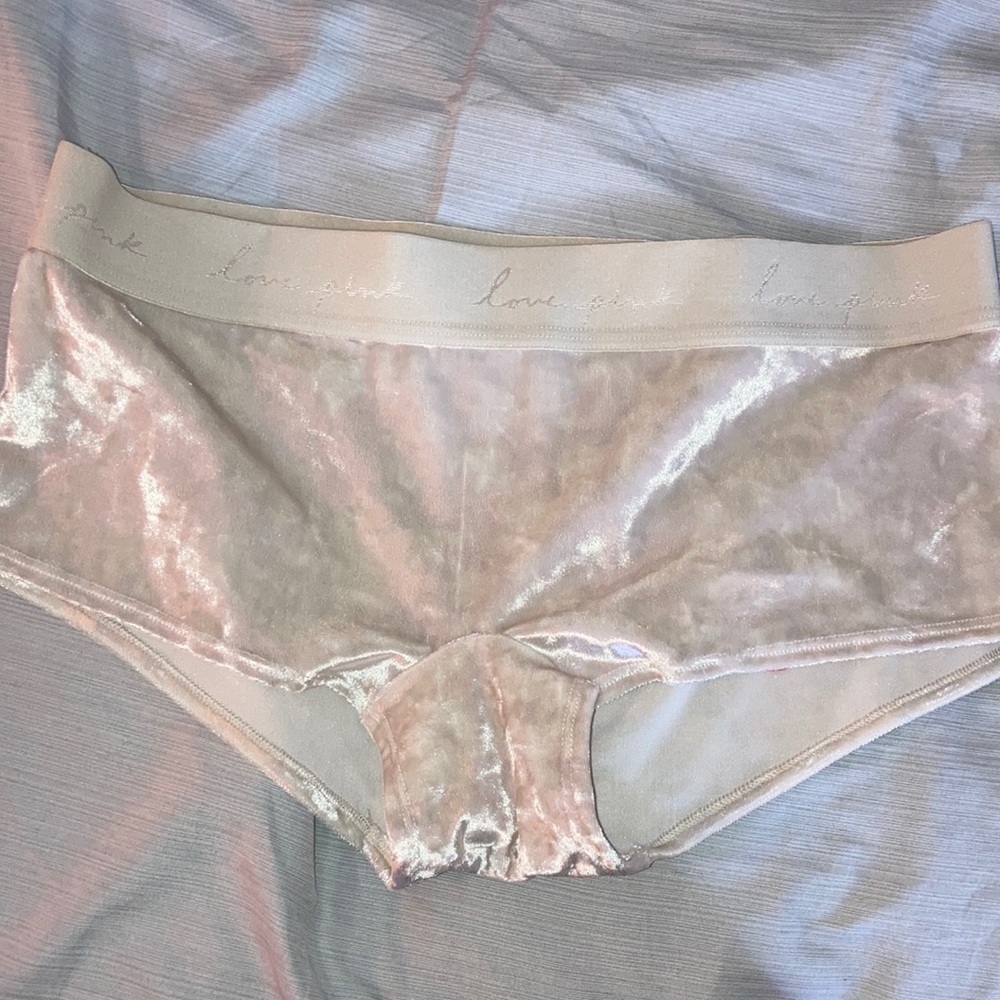 White velvet panties from pink Victoria’s Secret